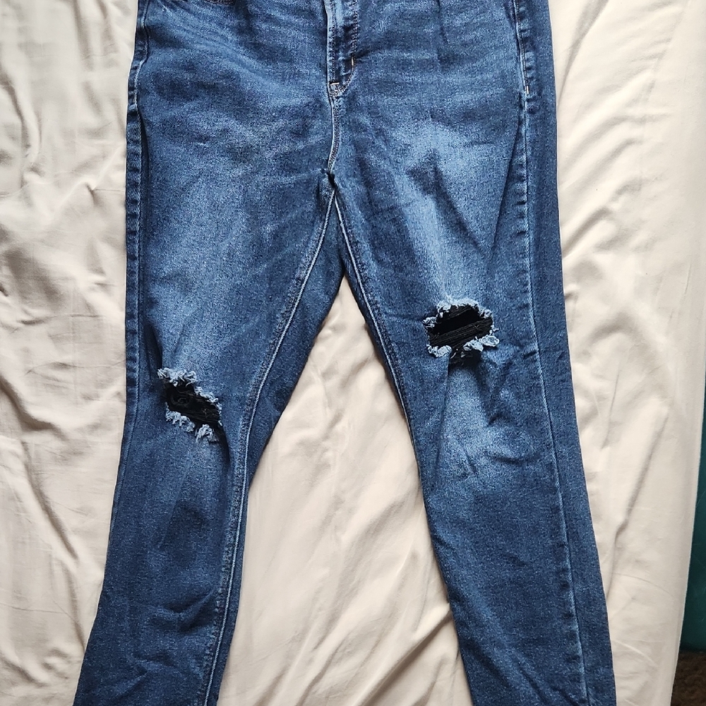 American Eagle Outfitters Dark Blue Distressed Skinny Jeans